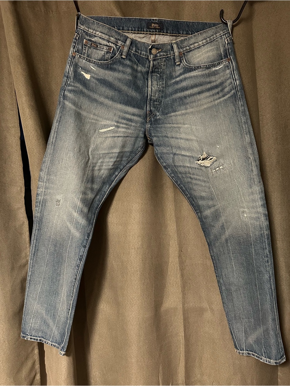 Ralph Lauren Men’s Light Blue Slim Distressed Jeans